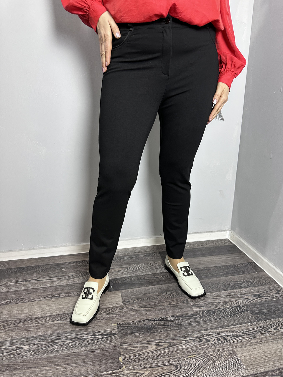 Жіночі класичні брюки прямі чорні великого розміру Modna KAZKA MKJL1001-1
