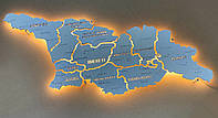 Карта Грузии на акриле с подсветкой между областями цвета White S-120х61см