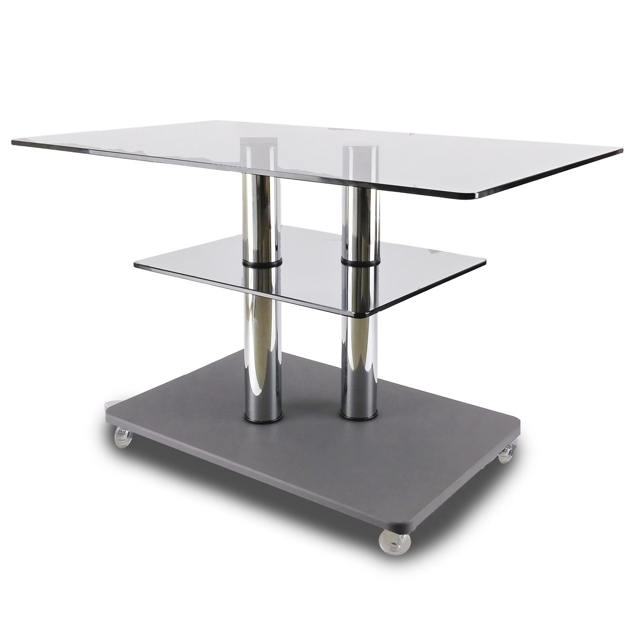 Скляний журнальний стіл прямокутний Commus Bravo Max P cc-gray-2chr60
