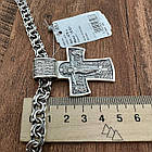 Чоловічий масивний срібний комплект: двосторонній хрестик + ланцюжок Бісмарк 8 мм (70 г, чорніння, 925 проба), фото 7