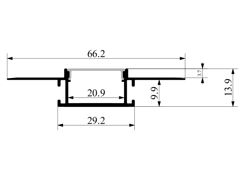 Алюмінієвий профіль для світлодіодної стрічки для гіпсокартона АЛ-21 3 метра анодований під штукатурку LEDUA - фото 4 - id-p2062446266