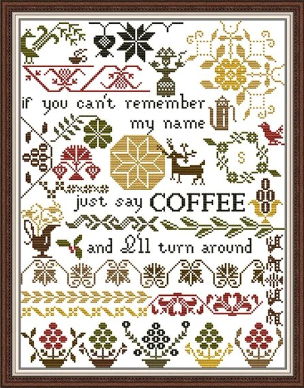 Набір для вишивання за нанесеною на канву схемою "Coffee Story".AIDA 14CT printed, 36*46 см