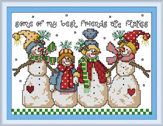 Набір для вишивання за нанесеною на канву схемою "Snowman". AIDA 14CT printed 25*18 см