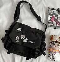 Нейлоновая ежедневная городская сумка с карманами длинной ручкой и значками Сумка подросткам в школу аниме