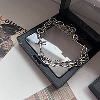 Мужской браслет цепочка в серебряном цвете