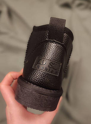 Ugg угги ЧЕРНЫЕ мини кожаные натуралки низкие (h=11.5) женские унисекс, фото 4
