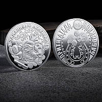 Памятная эксклюзивная монета в кошелек "Заманиваю денежки" , Монета "Притягатель бабосов" сильвер