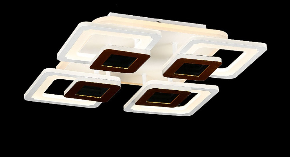 Стельова квадратна сучасна люстра люстра LK29045/4+1 LED (RED+CHAMPANE+WT)