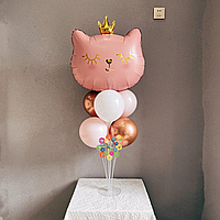 Набор 7 шаров со стойкой Королевский кот Розовое золото