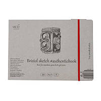 Альбом для ескизов AUTHENTIC (Bristol) 24,5х17,6см 185г/м2 18л белая гладкая бумага SMLT