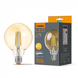 LED лампа VIDEX Filament G125FAD 7W E27 2200K дімерна бронза