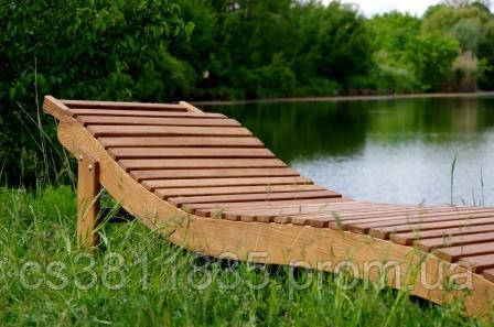 Шезлонг лубовий (лежак ХВИЛЯ) для тераси, саду та дачі, виконаний зі 100% дубу - Садові дачні меблі