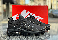 Мужские кроссовки Nike Air VaporMax Plus Black Найк Аир Вапормакс Плюс черные осенние повседневные