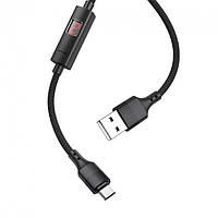 Кабель Hoco Micro USB Central Control Timing S13 |120 см, 2.4A| black