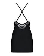 Сатиновий комплект для сну з мереживом Obsessive 828-CHE-1 chemise & thong S/M (м'ята упаковка!!!, фото 8