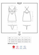 Сатиновий комплект для сну з мереживом Obsessive 828-CHE-1 chemise & thong S/M (м'ята упаковка!!!, фото 9