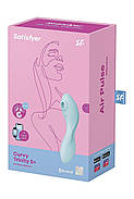 Вакуумний смарт-стимулятор із вібрацією Satisfyer Curvy Trinity 5 (Blue) (порвана упаковка!!!, фото 9