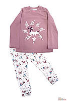 ОПТОМ Пижама штаны и кофта розовая "Белочки" (116 см.) Pikidor 8681021254386
