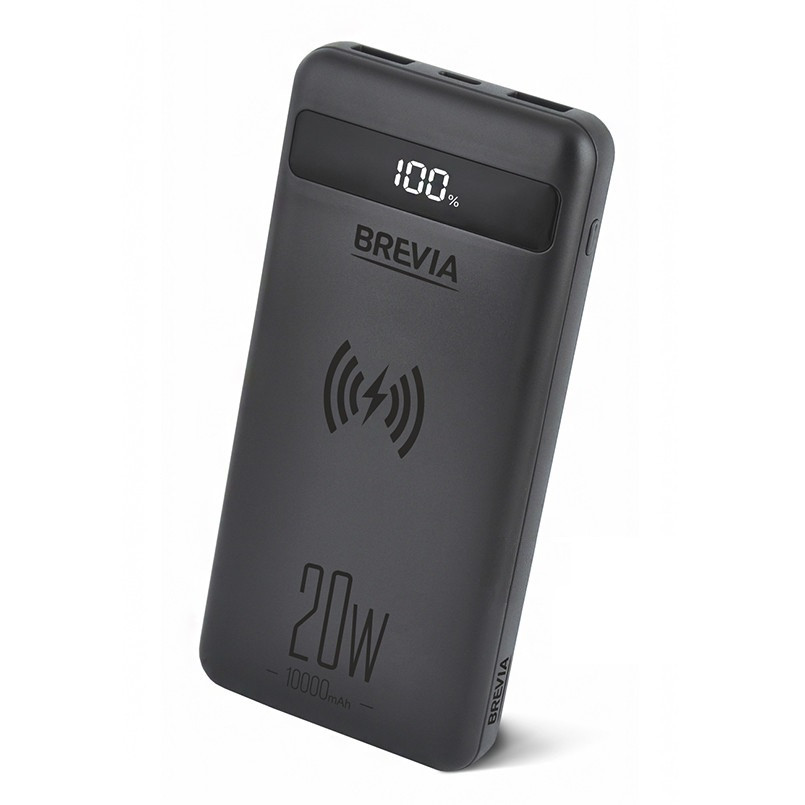 Універсальна мобільна батарея BREVIA 10000mAh 20W, Wireless Qi, Li-Pol, LCD (45118)