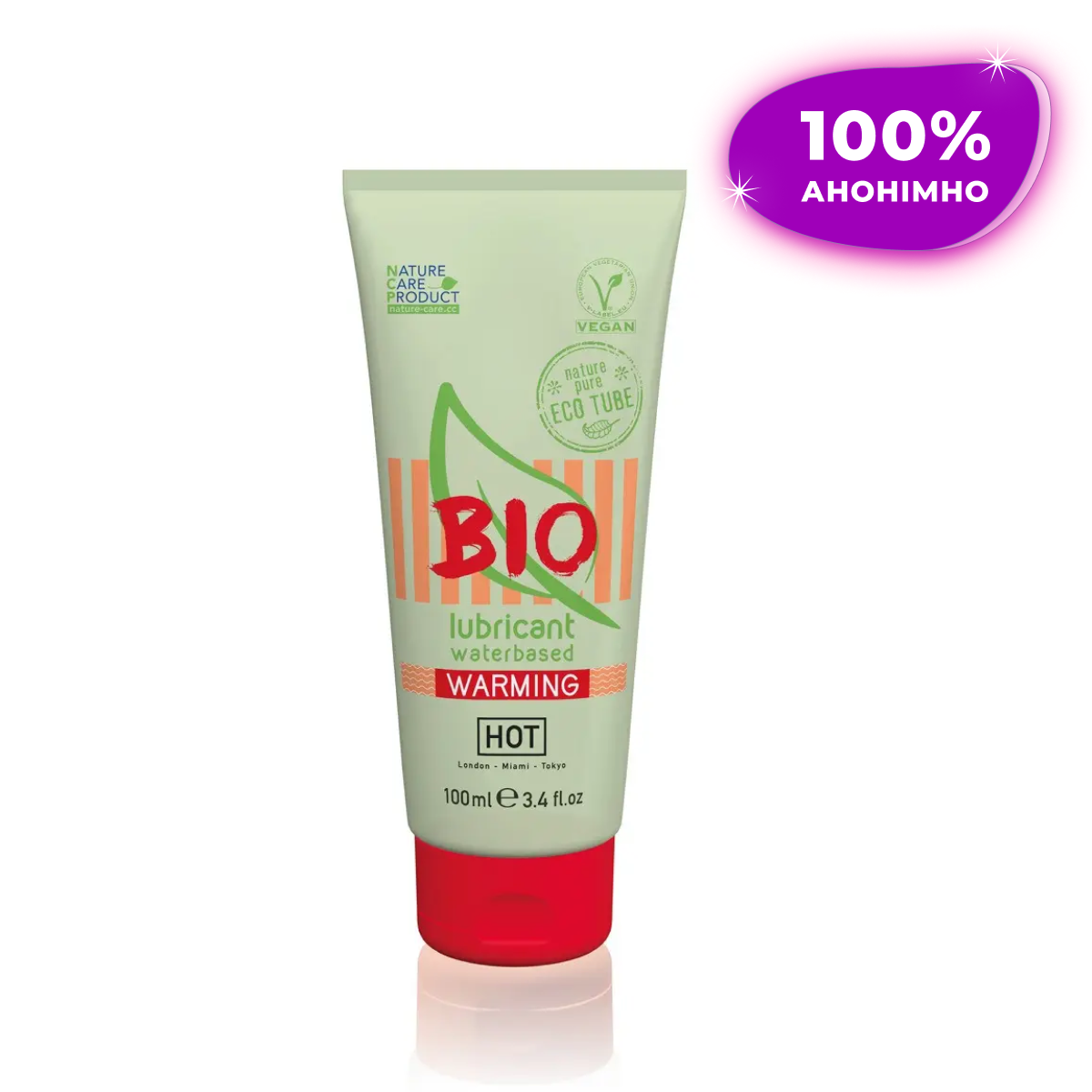 Змазка веганська з зігрівальним ефектом Hot Bio lubricant Warming на водній основі 100 мл. Гель - лубрикант