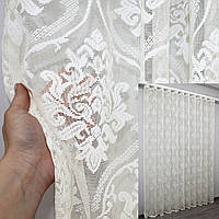 Остаток (1,9х2,7м) ткани с рулона, тюль жаккард, коллекция "Розалия". Цвет кремовый. Код 1220ту 00-849