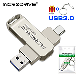 Металева USB- type-c OTG флешка MICRODRIVE 64 Gb USB 3.0 Флеш-накопичувач. Варіант №2, фото 2