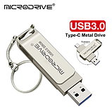 Металева USB- type-c OTG флешка MICRODRIVE 64 Gb USB 3.0 Флеш-накопичувач. Варіант №2, фото 3