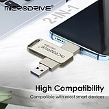 Металева USB- type-c OTG флешка MICRODRIVE 64 Gb USB 3.0 Флеш-накопичувач. Варіант №2, фото 6