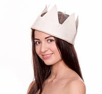 Банна шапка Luxyart "Цар", натуральна повсть, біла з сірим (LA-079) gr