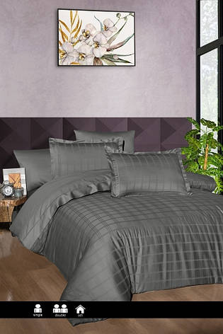 Постільна білизна First Choice Deluxe Satin Dark Series Євро - Royce Storm, фото 1