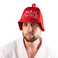 Банная шапка Luxyart "Merry Christmas" искусственный фетр красный (LA-423) gr