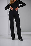 Вязаные женские брюки прямые черные люкс качество