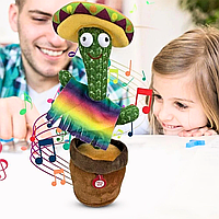 Танцующий кактус с подсветкой Dancing Cactus TikTok игрушка зеленый мексиканец YO4