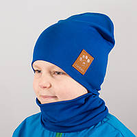 Детская шапка с хомутом КАНТА "Лапка" размер 48-52 синий (OC-138) gr