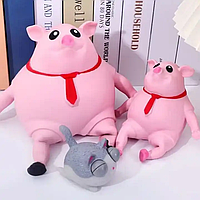 Игрушка антистресс Эластичная свинья Сквиш Pink Pig BIG 15 см 44Y21OX