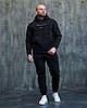 Чоловічий спортивний костюм чорний осінь зима теплий на флісі комплект зимовий спортивний худі та штани, фото 6