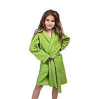 Детский вафельный халат Luxyart размер (4-7 лет) 30-32 100% хлопок зеленый (LS-196) gr