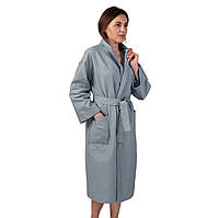 Вафельный халат Luxyart Кимоно размер (46-48) М 100% хлопок серый (LS-3372) gr