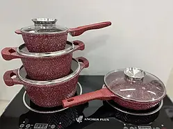 Набір каструль і сковорода з гранітним антипригарним покриттям Higher Kitchen HK-315 7 предметів