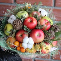 Фруктовий Букет з бавовною і шишками