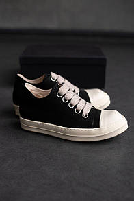 Кеди жіночі чорні Rick Owens Denim Shoes Black White (14541)