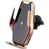 Автомобільний тримач S7 для телефону з швидкою зарядкою S7. Колір: золотий, фото 2