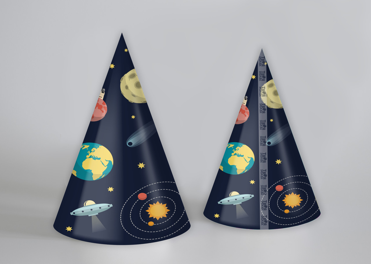 Ковпачок паперовий Твоя Забава "Космос" синій  10шт.