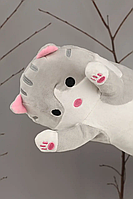 Мягкая игрушка Кот Батон 130 см, Игрушка-подушка обнимашка 2 в 1 яркая длинная игрушка для детей(Серая)