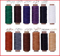 Набір ниток для шкіряних виробів 12 шт Вощені нитки для інструментів з шиття шкіри Нитки для шкіри набір