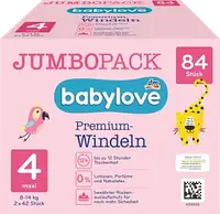 Подгузники Бейбилов 4 макси babylove Windeln Premium Gr. 4 Maxi (8-14 kg), Jumbo Pack, 84 St