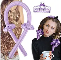 Бигуди мягкие для укладки волос и создания локонов с резинками и заколкой Фиолетовые 44Y21OX
