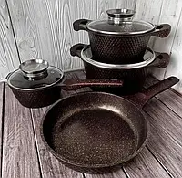 Набор кастрюль и сковорода с гранитным антипригарным покрытием 7 предметов Higher Kitchen HK-315 44Y21OX