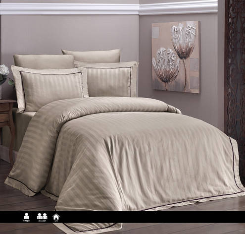 Постільна білизна First Choice Satin Deluxe Євро - Novel Line Cappuccino, фото 1