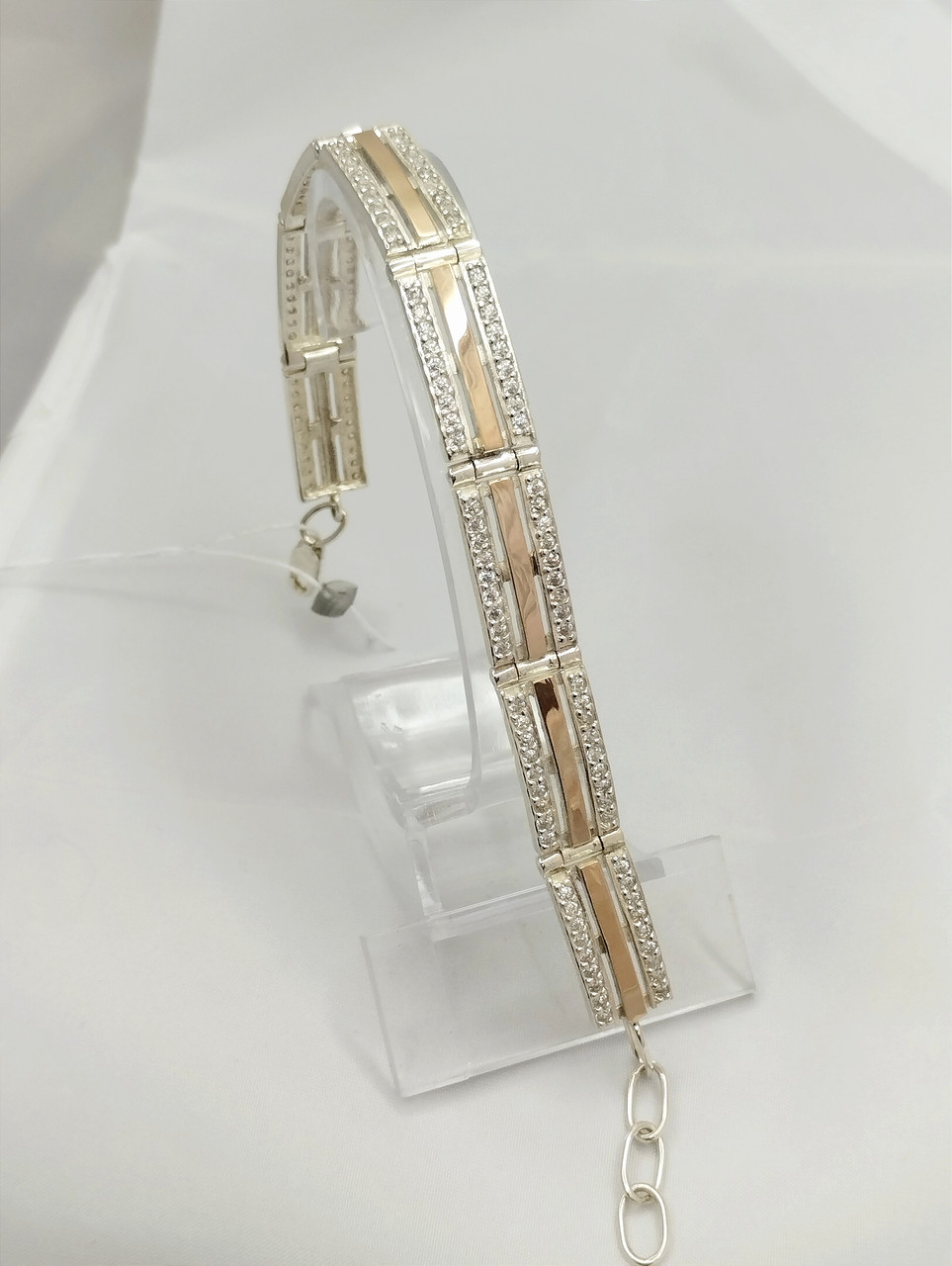 Срібний браслет 925 проби з золотими пластинами 375 проби